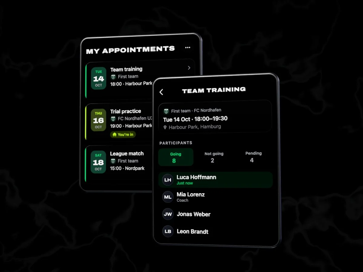 Team appointments and attendance